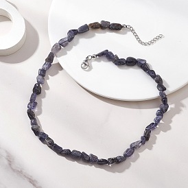 Женские бусины из натуральных самородков иолита