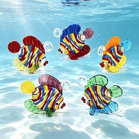 Colgantes de cristal de colores varios hechos a mano, Peces con dijes de diseño en espiral