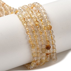 Natural Gold Rutilated Quartz Beads Strands, Round