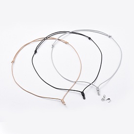Verstellbare koreanische gewachste Polyester Cord Halskette machen Sets, mit 304 Karabinerverschlüssen und Kneifbügeln aus Edelstahl