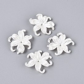 ABS Plastic Imitation Pearl Bead Caps, 5-Petal Flower