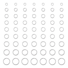 90шт. 9 стили латунные открытые соединительные кольца, долговечный, без никеля 