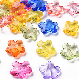 Perles acryliques transparentes, facette, fleur