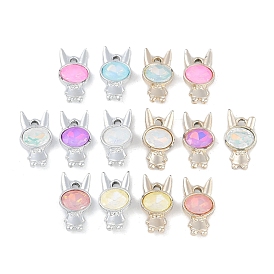 UV Plating Alloy Pendants, with Glass, Lead Free & Cadmium Free, Rabbit, Mixed Color