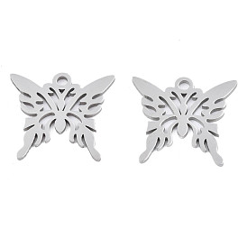 304 Stainless Steel Pendants, Laser Cut, Hollow, Butterfly