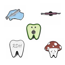 Dental Theme Enamel Pin, Black Zinc Alloy Brooch for Backpack Clothes