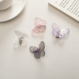 Charming Laser Butterfly Hair Clip with Crystal Shine and Sweet Side Decoration - Exquisite Girl's Accessory