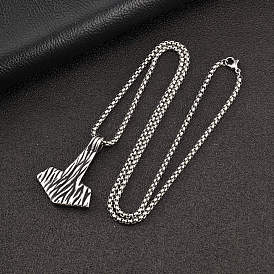 Vintage 304 Stainless Steel Viking Axe Pendant Necklaces for Men