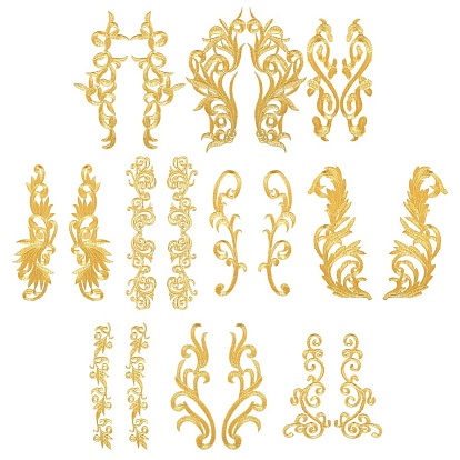 10 пары 10 стили этнический стиль компьютерная вышивка металлическими нитями ткань приклеивание/пришивание украшения аксессуары, аппликации в виде благоприятных облаков, цветок