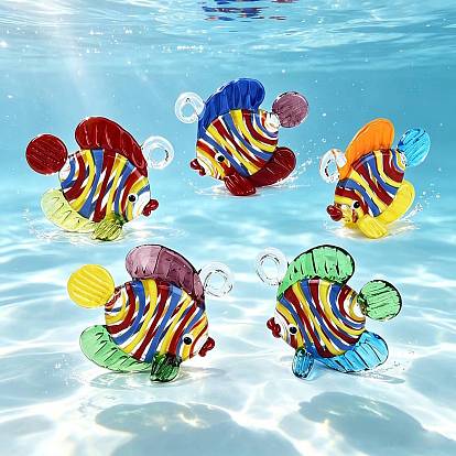 Colgantes de cristal de colores varios hechos a mano, Peces con dijes de diseño en espiral