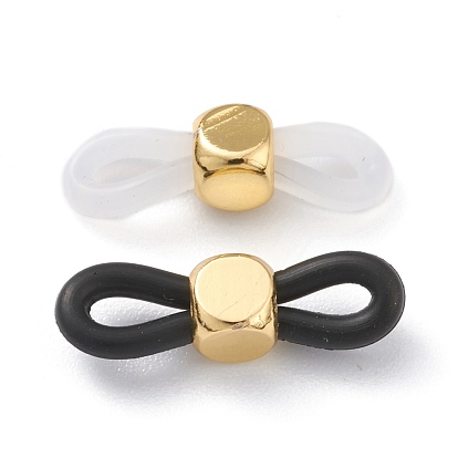 Eyeglass Holders, Glasses Rubber Loop Ends, with Cube Brass Beads