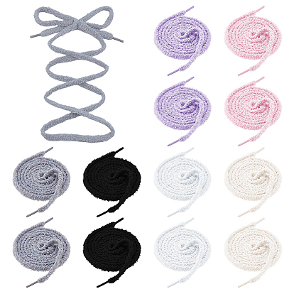 6 пары 6 цветные шнурки из волокна, мягкие плоские шнурки