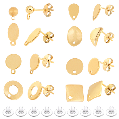 Вакуумное покрытие pvd 304 фурнитура для сережек-гвоздиков из нержавеющей стали, с силиконовыми гайками для ушей, разнообразные