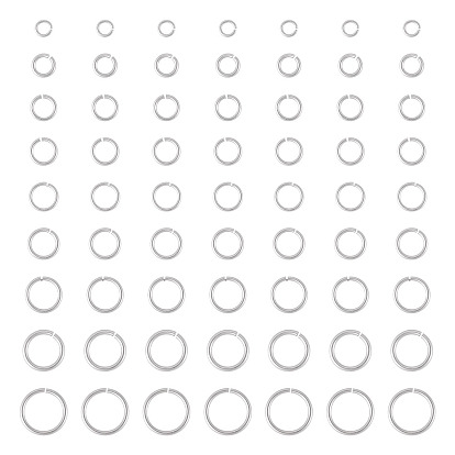 90шт. 9 стили латунные открытые соединительные кольца, долговечный, без никеля 