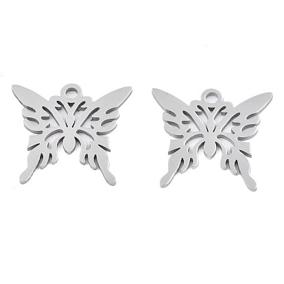 304 Stainless Steel Pendants, Laser Cut, Hollow, Butterfly
