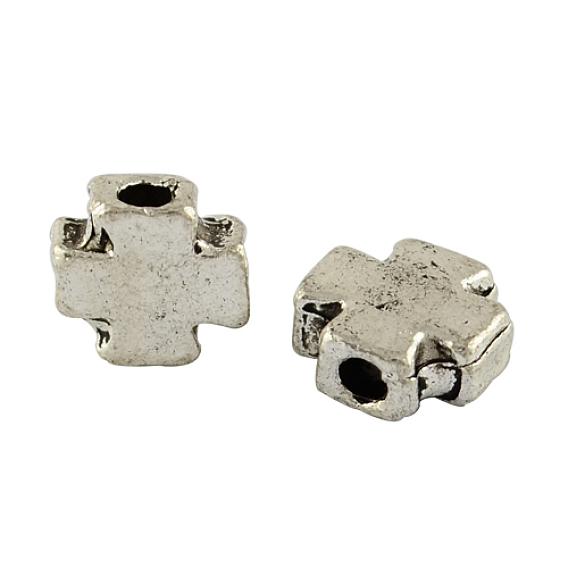 Перекрестные шарики сплава, тибетский стиль , без кадмия и без свинца, 8x8x4 мм, Отверстие : 2 мм , около 775 шт / 1000 г