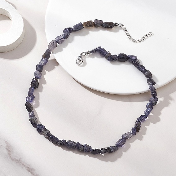 Женские бусины из натуральных самородков иолита