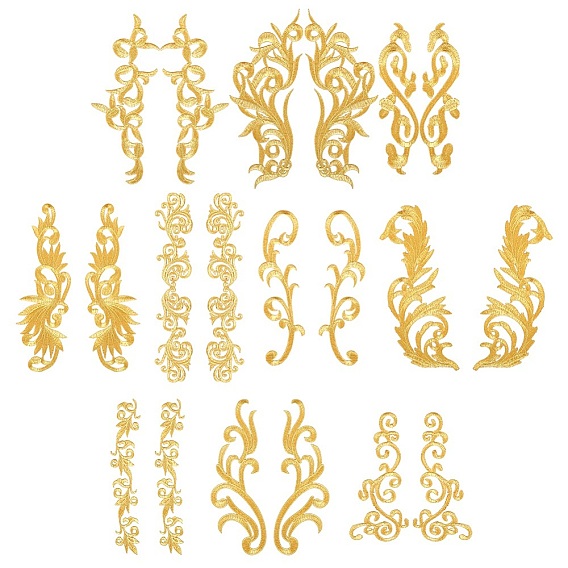 10 пары 10 стили этнический стиль компьютерная вышивка металлическими нитями ткань приклеивание/пришивание украшения аксессуары, аппликации в виде благоприятных облаков, цветок