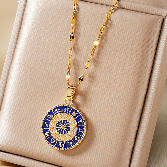Элегантные латунные ожерелья с подвесками в виде созвездий из синей эмали с прозрачными кубическими цирконами для повседневного ношения и подарков на праздники