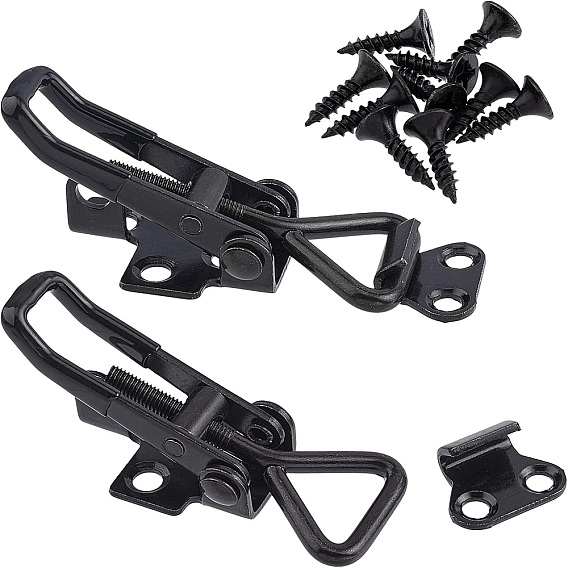 2 Sets 304 Stainless Steel Adjustable Toggle Latch Clamp, with 10Pcs Carbon Steel Truss Head Phillips Screws