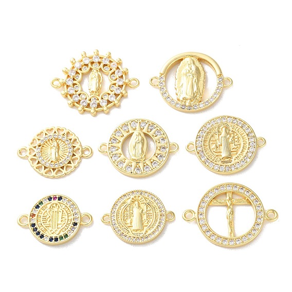 Стойка покрытие латунь кубический цирконий соединительный шарм, долговечный, без свинца и без кадмия, плоские круглые ссылки