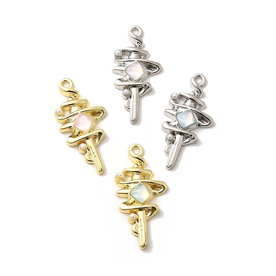 Подвески из сплава , волшебная палочка, со стеклом и бусинами из АБС-пластика, покрытие стойки без свинца, кадмия и никеля