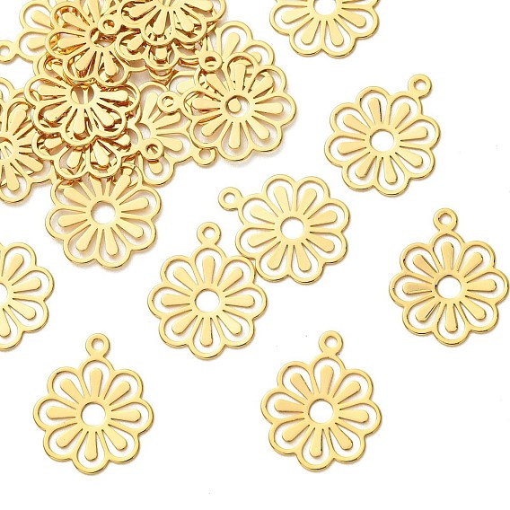 Colgantes de latón Shegrace, encantos de la flor, sin cadmio, plomo, níquel