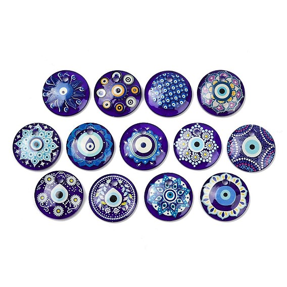 Подвески лэмпворк ручной работы, плоские круглые с сглаза