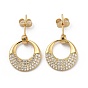 Brass Micro Pave Cubic Zirconia Dangle Stud Earrings, Twist Donut