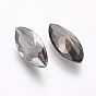 Electroplated Cubic Zirconia Pointed Back Cabochons, Horse Eye, Faceted