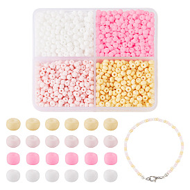 2132pcs 4 Farben 8/0 undurchsichtige Glasperlen, Rundloch, gefrosteten Farben, Runde