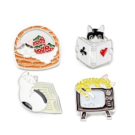 Cat Enamel Pin, Platinum Alloy Animal Brooch for Backpack Clothes