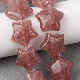 Синтетические клубничные кварцевые бусины, звезда, с бисером