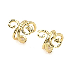 Rack Plating Brass Wire Wrap Cuff Earrings, Long-Lasting Plated, Lead Free & Cadmium Free