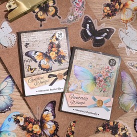 Paper Self-adhesion Stickers, Butterfly, for Suitcase, Skateboard, Refrigerator, Helmet, Mobile Phone Shell