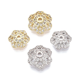 Колпачки для бусин из прозрачного кубического циркония из латуни, цветок