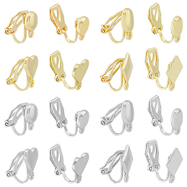 16шт 8 стиль сплав клипсы фурнитура, с горизонтальными петлями, сердце и плоский круглый и овальный и ромб