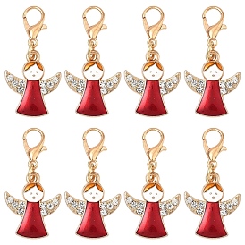 10 Décorations de pendentif en alliage d'émail pcs, avec alliage homard fermoirs pince, ange, or