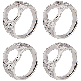 8шт. латунные регулируемые кольца, 4 настройки кольца зубца когтя, с кубического циркония, овальные