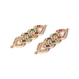 Brass Micro Pave Cubic Zirconia Links Connectors, Rhombus, Colorful