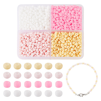 2132pcs 4 Farben 8/0 undurchsichtige Glasperlen, Rundloch, gefrosteten Farben, Runde