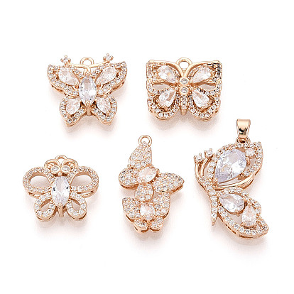 Латунные микро проложить кубического циркония подвески, бабочка, золотые