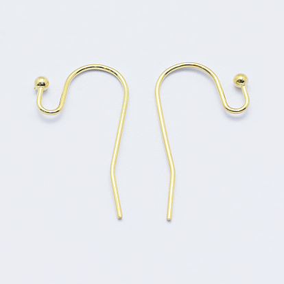 (Same Sku: KK-R037-13G)Long-Lasting Plated Brass Earring Hooks, Ear Wire, Real 18K Gold Plated, Nickel Free