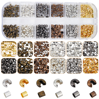 600Pcs Brass & Iron Crimp Beads Covers