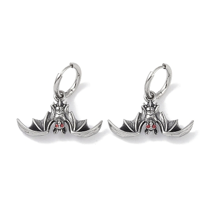 316 Серьги-кольца из хирургической нержавеющей стали с микропаве из кубического циркония, летучая мышь