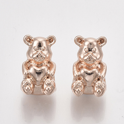 Alloy European Beads, Large Hole Beads, Bear