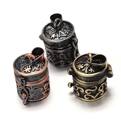 Crémaillère en laiton placage boîte de prière pendentifs, boîte souhaiter, colonne sculptée, sans nickel