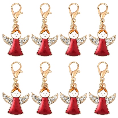 10 Décorations de pendentif en alliage d'émail pcs, avec alliage homard fermoirs pince, ange, or