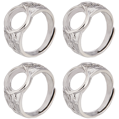 8шт. латунные регулируемые кольца, 4 настройки кольца зубца когтя, с кубического циркония, овальные