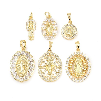 Религиозные латунные подвески с микропаве из прозрачного кубического циркония, без кадмия и без свинца